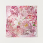 Mooie roze bloementuin wandkleed (Voorkant (horizontaal))