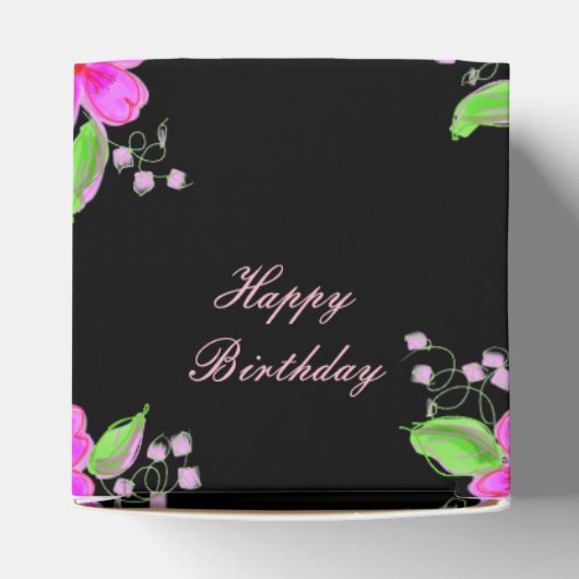 Mooie roze bloemetjes papier hart gunst box bedankdoosjes (Bovenkant)