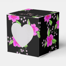 Mooie roze bloemetjes papier hart gunst box