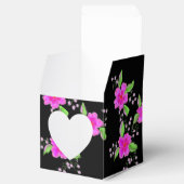 Mooie roze bloemetjes papier hart gunst box bedankdoosjes (Geopend)