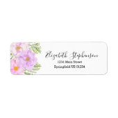 Mooie Roze Bloemige Aangepaste Retouradres Etiket (Voorkant)