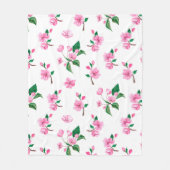 Mooie Roze Bloemige Aquarel Fleece Deken (Voorkant)