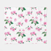 Mooie Roze Bloemige Aquarel Fleece Deken (Voorkant (Horizontaal))