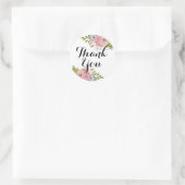 Mooie Roze Bloemige Bedankt Sticker (Tas)