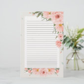 Mooie roze bloemige beklede briefpapier (Staand voorkant)