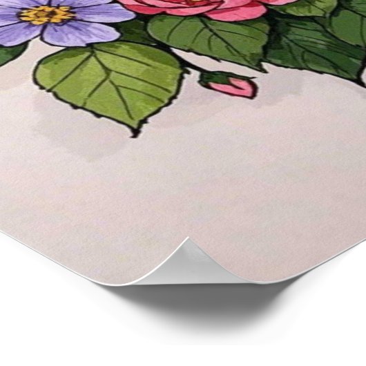 Mooie roze bloemige beste moeder poster (Hoek)