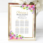 Mooie Roze Bloemige Bruids-Shower Zitplaatskaart Poster