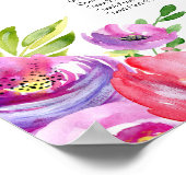 Mooie Roze Bloemige Bruids-Shower Zitplaatskaart Poster (Hoek)