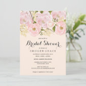Mooie Roze Bloemige Bruiloftsdouche Kaart (Staand voorkant)