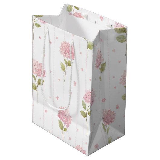 Mooie Roze Bloemige Bruiloftsdouche Medium Cadeauzakje (Voorkant Gekanteld)