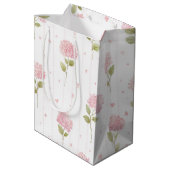 Mooie Roze Bloemige Bruiloftsdouche Medium Cadeauzakje (Achterkant Gekanteld)