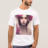 Mooie Roze Bloemige Ethische Vrouw T-shirt (Voorkant)
