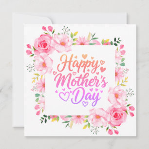 Mooie Roze Bloemige Gelukkige Moederdag Kaart
