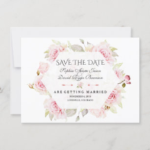 Mooie Roze Bloemige Geometrische Trouw Save The Da Date