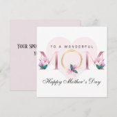 Mooie roze bloemige gepersonaliseerde Moederdag Kaart (Voorkant / Achterkant)