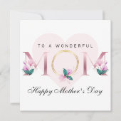 Mooie roze bloemige gepersonaliseerde Moederdag Kaart (Voorkant)