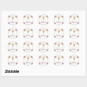 Mooie Roze Bloemige Gouden Kruis Doop Dankjewel Ronde Sticker (Vel)