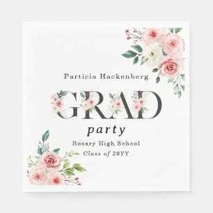 Mooie Roze Bloemige GRAD Aangepaste Feest Papier S Servet