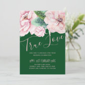 Mooie Roze Bloemige Groene Bladeren Trouwbudget (Staand voorkant)