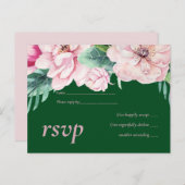 Mooie Roze Bloemige Groene Bladeren Trouwbudget Uitnodiging Briefkaart (Voorkant / Achterkant)