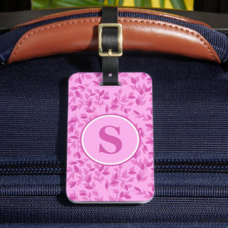 Mooie Roze Bloemige Initialen Persoonlijk Bagagelabel
