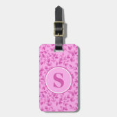 Mooie Roze Bloemige Initialen Persoonlijk Bagagelabel (Voorkant verticaal)
