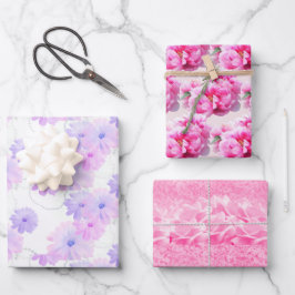 Mooie Roze Bloemige Inpakpapier Vellen