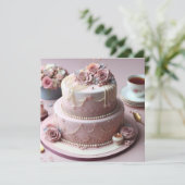 MOOIE ROZE BLOEMIGE JUBILEA CAKE (Staand voorkant)