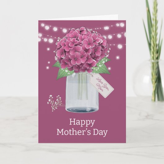 Mooie Roze Bloemige Moederdag Kaart (Voorkant)
