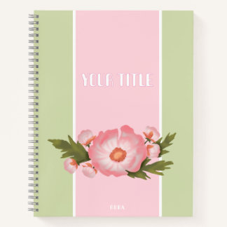 Mooie roze bloemige notitieboek voor schoolmeisjes