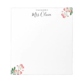 Mooie Roze Bloemige Onderwijsnotitieboek Notitieblok