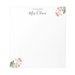 Mooie Roze Bloemige Onderwijsnotitieboek Notitieblok