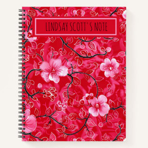 Mooie Roze Bloemige Op Maat Gemaakte Monogram Noti Notitieboek