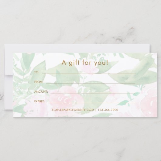 Mooie Roze Bloemige Print Cadeaubon (Achterkant)