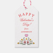 Mooie Roze Bloemige Valentijnsdag Cadeaulabel (Voorkant)