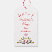 Mooie Roze Bloemige Valentijnsdag Cadeaulabel (Achterkant)