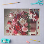 Mooie Roze Bloemige Valentijnsdag Tissuepapier (Craft)