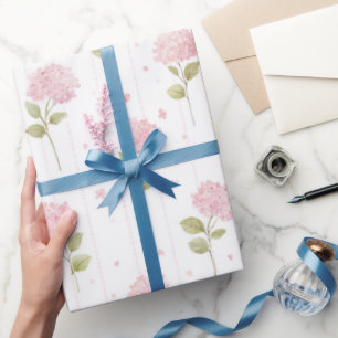 Mooie Roze Bloemige Verjaardag Cadeaupapier