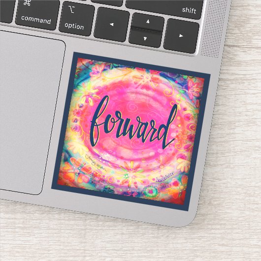 Mooie Roze Bloemige Voorwaartse Eén Woord Sticker (Detail)