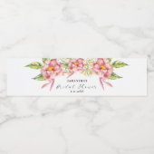 Mooie Roze Bloemige Waterverf | Bruidsdouche Waterfles Etiket (Enkel label)