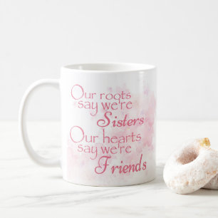 Mooie Roze Bloemige Waterverf Zuster Vriend Spreuk Koffiemok