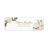 Mooie Roze Bloemige Witte Pompoen Herfst Baby Show Etiket (Voorkant)