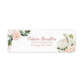 Mooie Roze Bloemige Witte Pompoen Herfst Baby Show Etiket (Voorkant)