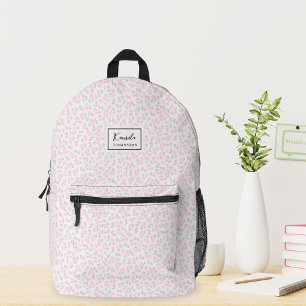 Mooie Roze Bloemmotief Aangepaste Script Naam Bedrukte Rugzak
