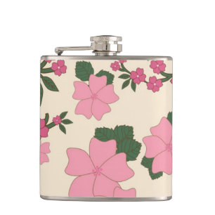 Mooie Roze Bloemmotief Heupfles