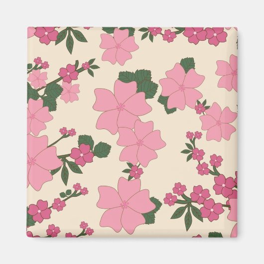 Mooie Roze Bloemmotief Magneet (Voorkant)