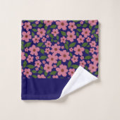 Mooie roze bloempatroon Monogram  Bad Handdoek (Wasdoekje)