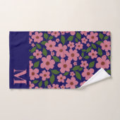 Mooie roze bloempatroon Monogram  Bad Handdoek (Handdoek)
