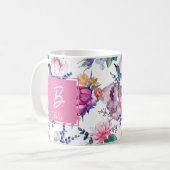 Mooie roze bloempmeester koffiemok (Voorkant links)