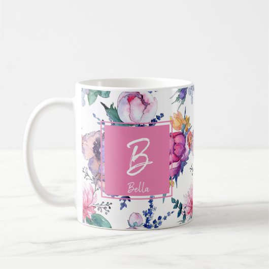 Mooie roze bloempmeester koffiemok (Links)